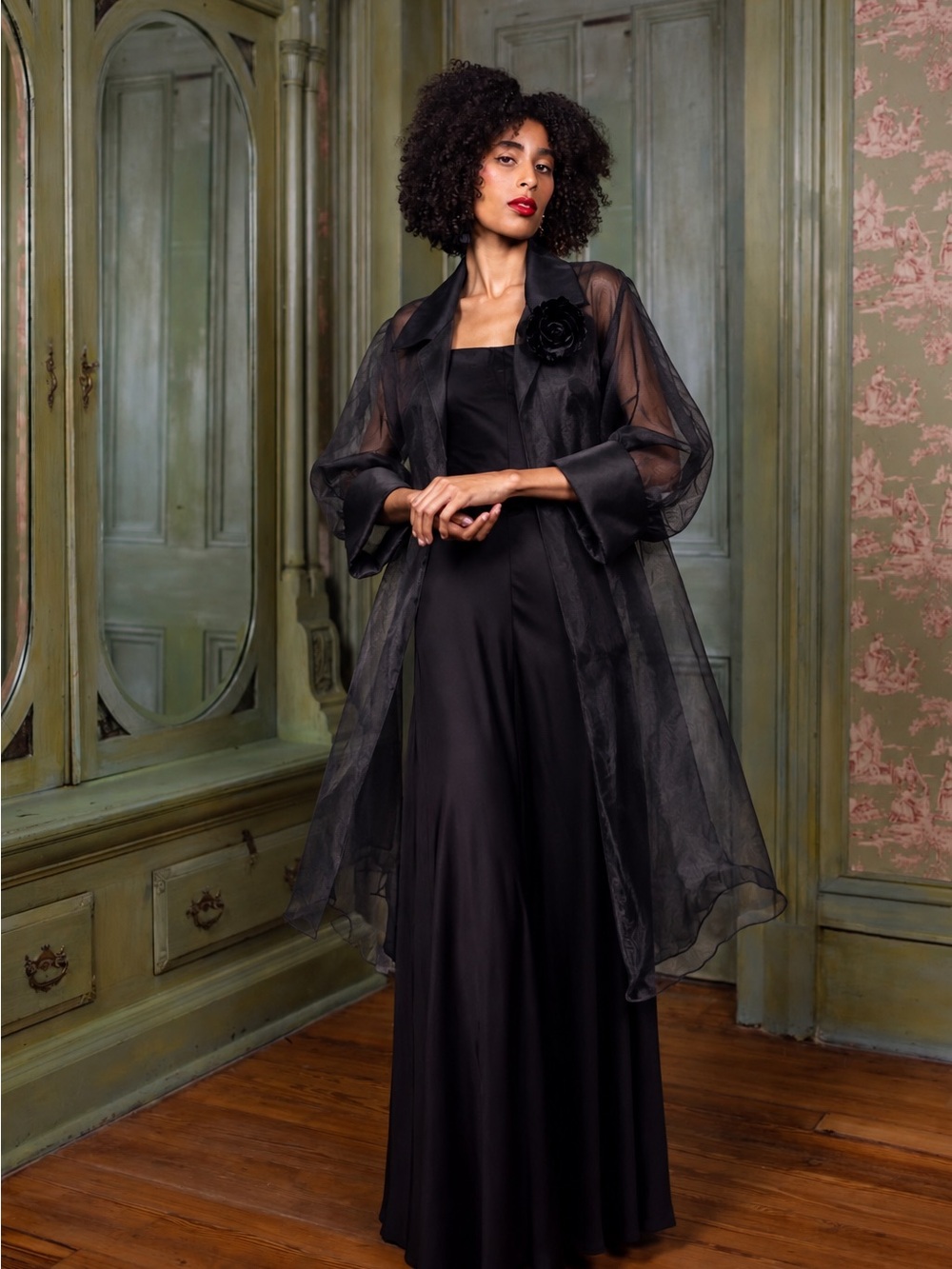 VTG 1960s Organza Chiffon Avant Garde Whimsygoth Opera Duster Jacket L